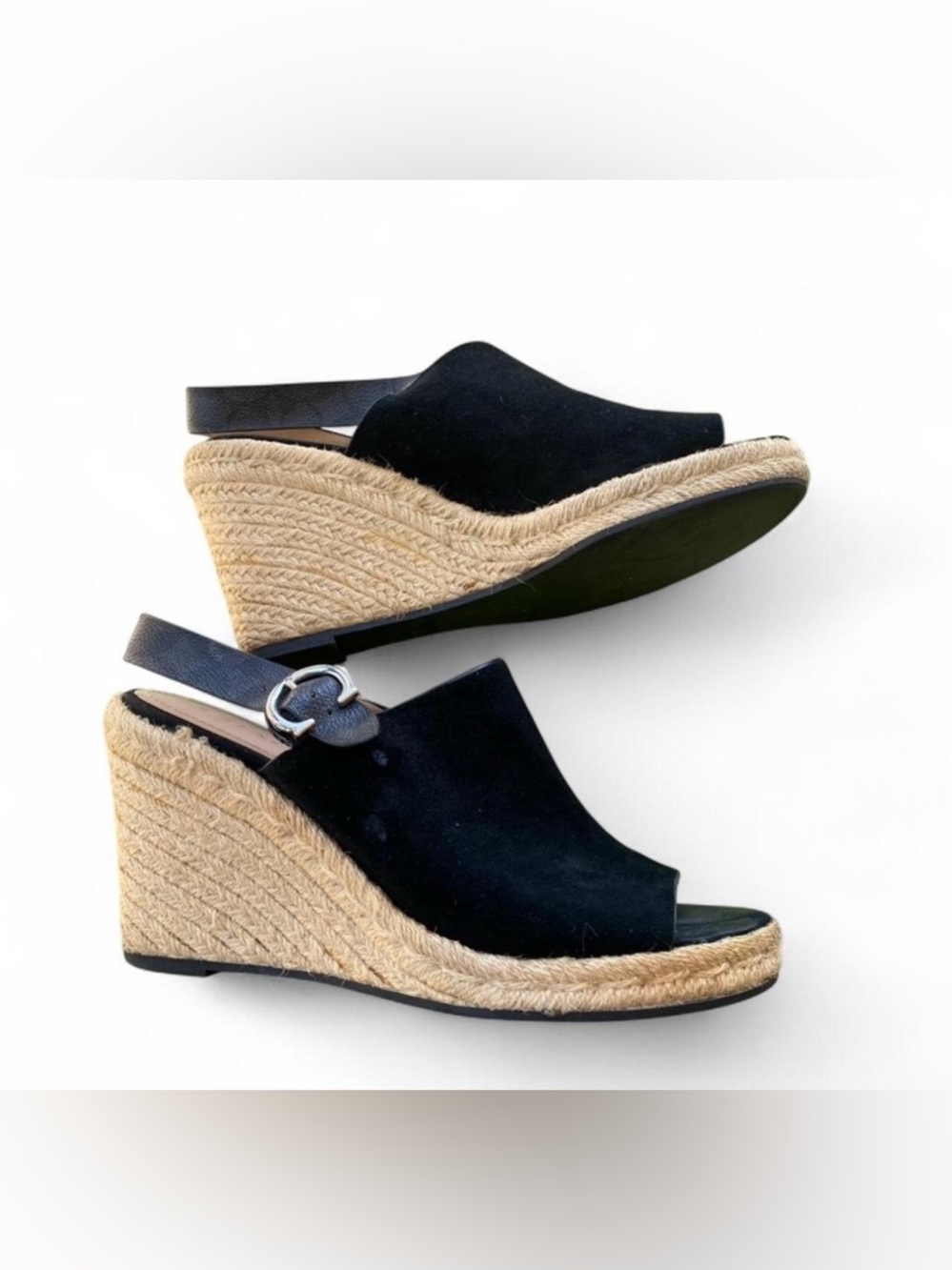 Coach Black Wedge Slingback Sandals